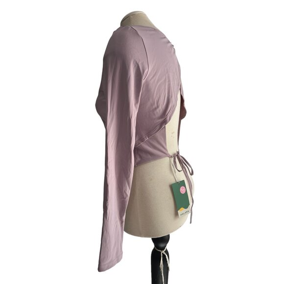 Halara Backless Cut Out Tie Back Long Sleeve Workout Shirt Round Neck Sz Large W - Picture 7 of 12